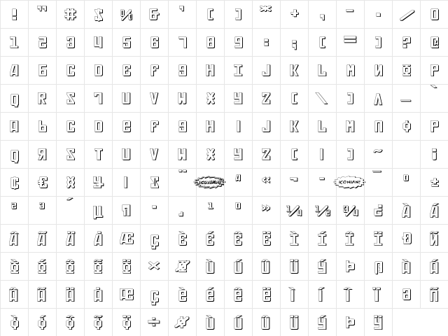 Soviet Expanded 3D Expanded 3D  glyph index