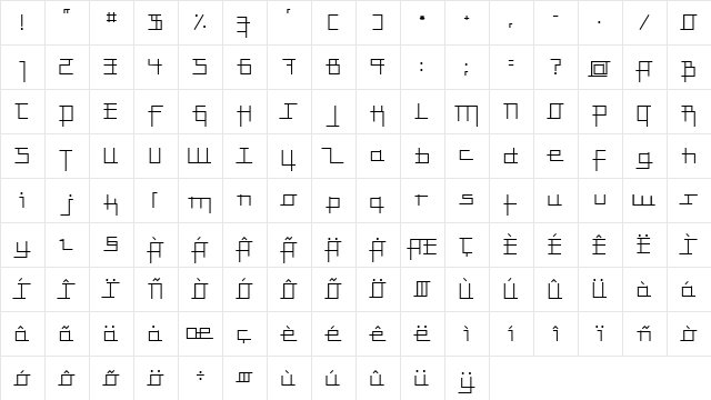 TG Mondria Ligh  glyph index
