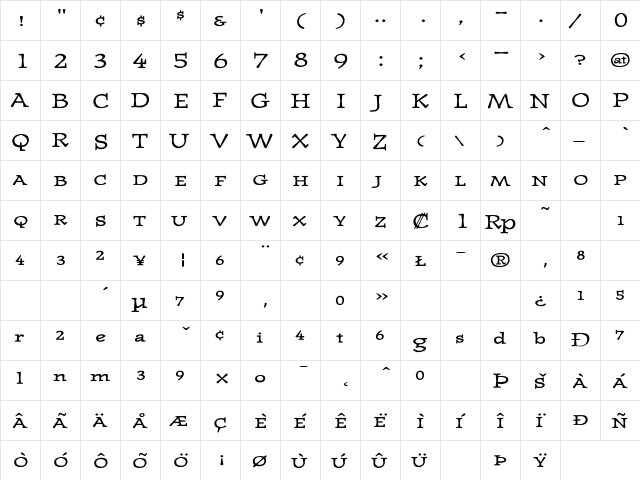 JournalSmallcaps-Ultra Ultra  glyph index