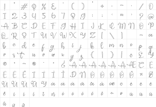 guidelovely Regular  glyph index