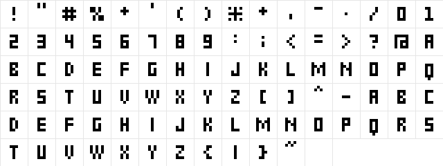 6px2bus Regular  glyph index