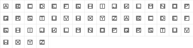blackblock Black  glyph index
