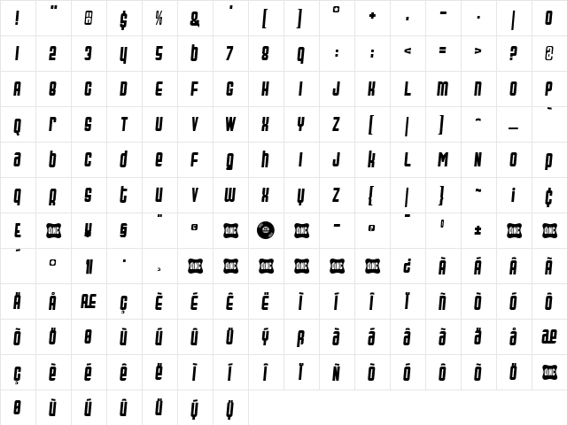 Recordhop Regular  glyph index