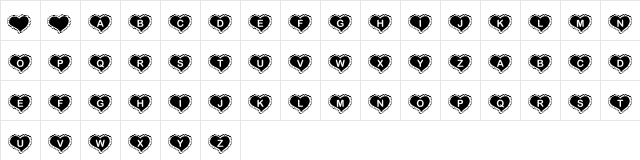 KR Valentine Heart Regular  glyph index