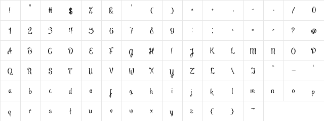 BrushOff Regular  glyph index