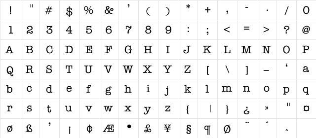 Kerrigan Gold Regular  glyph index