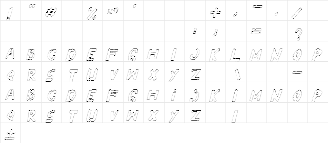 YES_outlineitalic Regular  glyph index
