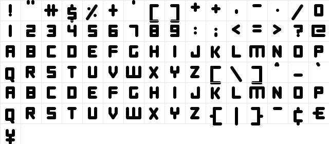 Digital Dreamers Regular  glyph index