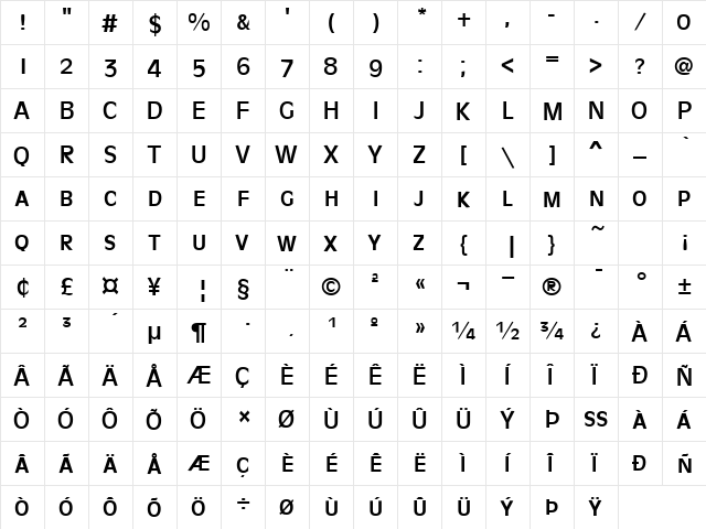 AntiqueOliveSmc Regular  glyph index