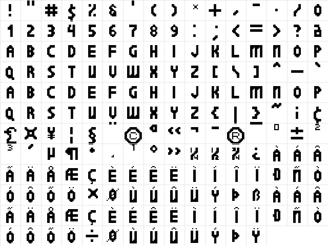 Minkler Regular  glyph index