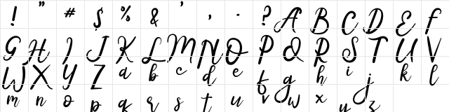 Radiga Regular  glyph index