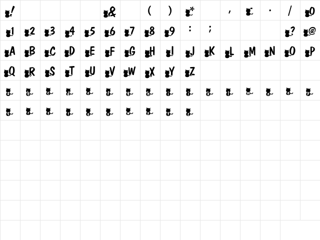 nekoFont Regular  glyph index
