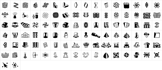 MiniPics LilFeatures  glyph index