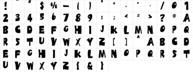 Ufrayd Regular  glyph index