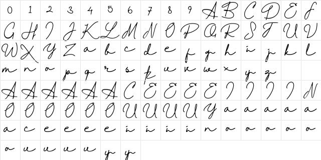 Rantca - Free Regular  glyph index