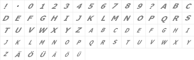 Where is the rest Italic  glyph index