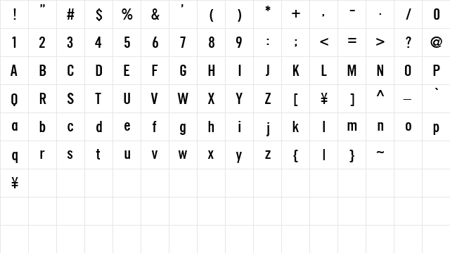 AbbeyRoad Regular  glyph index
