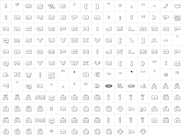 Eridanus Condensed 3D Condensed  glyph index