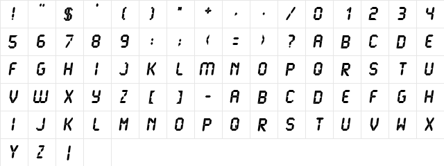 LCD Ultra  glyph index