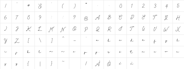 Diahlova standard Regular  glyph index