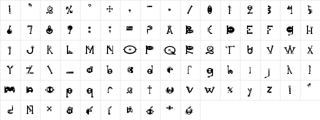 cocoon Regular  glyph index