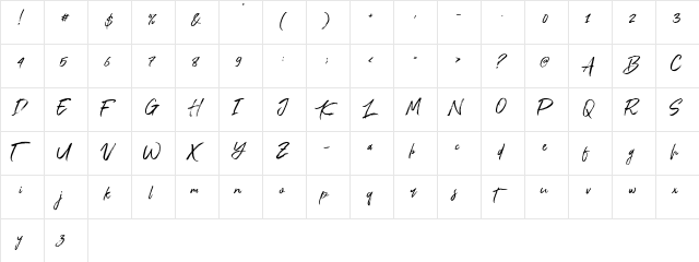 Cold Climate Regular  glyph index