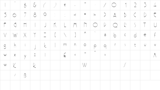 SohoSSK Regular  glyph index