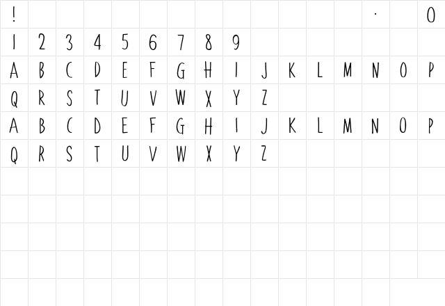 Lemonade Stand Regular  glyph index