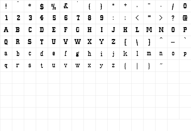 62 Regular  glyph index