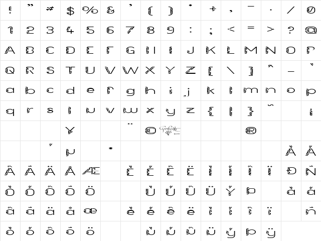 Future Sallow Wide Regular  glyph index