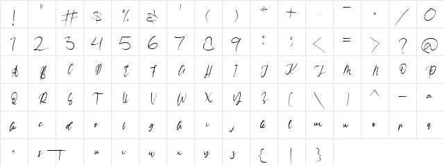 Minim Regular  glyph index