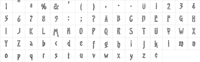 Chiseled Open Regular  glyph index