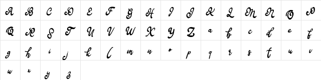 Bafera FREE Regular  glyph index