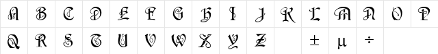 Wraith 1 Regular  glyph index