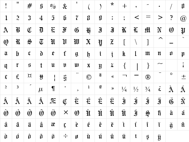 00347 Regular  glyph index