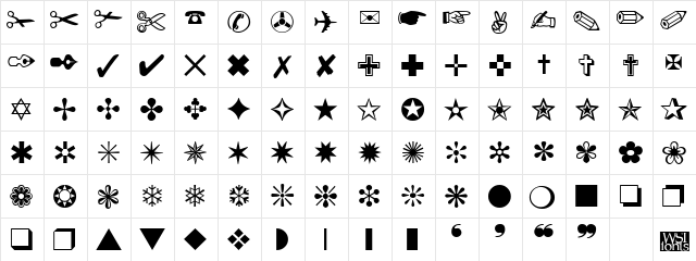 DingbatsOne Regular  glyph index