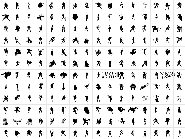 X-Fighters Regular  glyph index