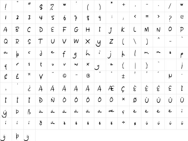 kingtom_demo Regular  glyph index