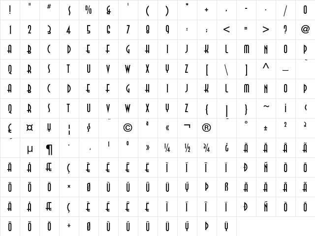 ITC Anna Regular  glyph index