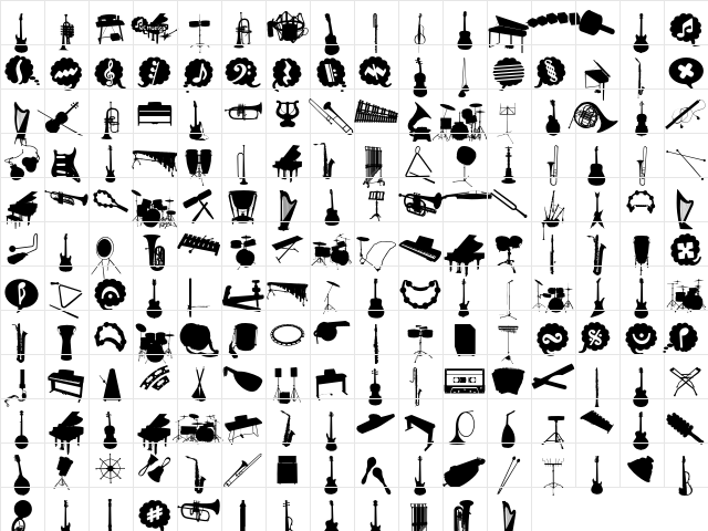 WC Musica Bta Regular  glyph index