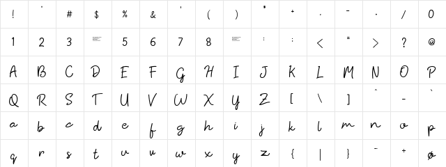 Hiyagh Ahey Regular  glyph index