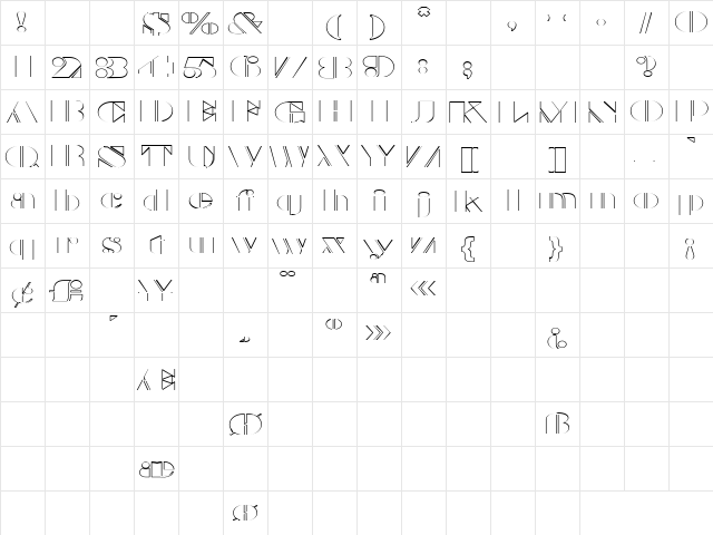 Customs 3 Regular  glyph index