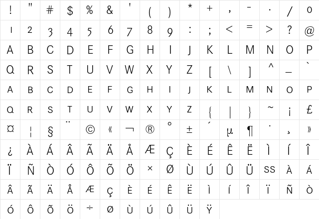 Corporate S Expert BQ Regular  glyph index