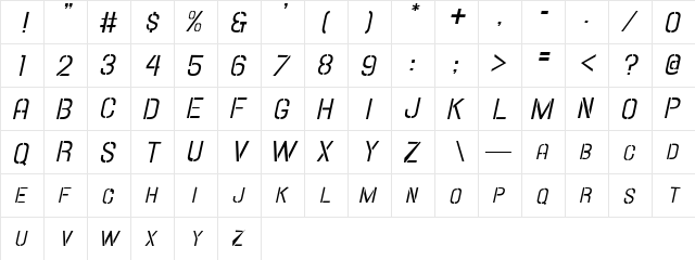 Hallandale Stencil It. SC JL Regular  glyph index