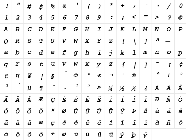 Ethiopic WashRa Bold Slant Bold  glyph index