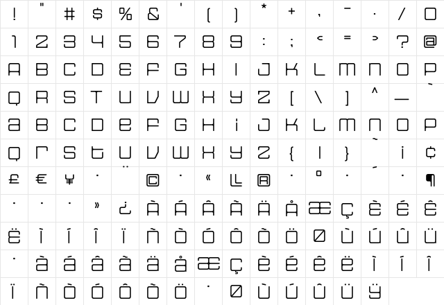 HOUSE3009 Spaceage-Light-Alpha  glyph index