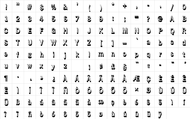 NewsGotTDemSh1 Regular  glyph index