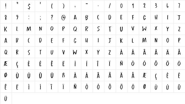 Castlerigg DEMO Regular  glyph index