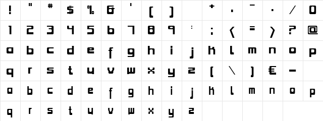 Smooch Regular  glyph index