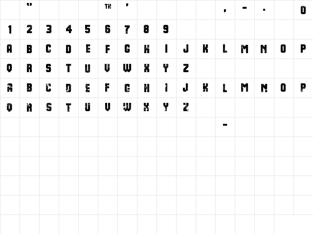 8th Cargo Regular  glyph index